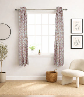 Saanjh Handcrafted Floral Block Print Linen Curtain