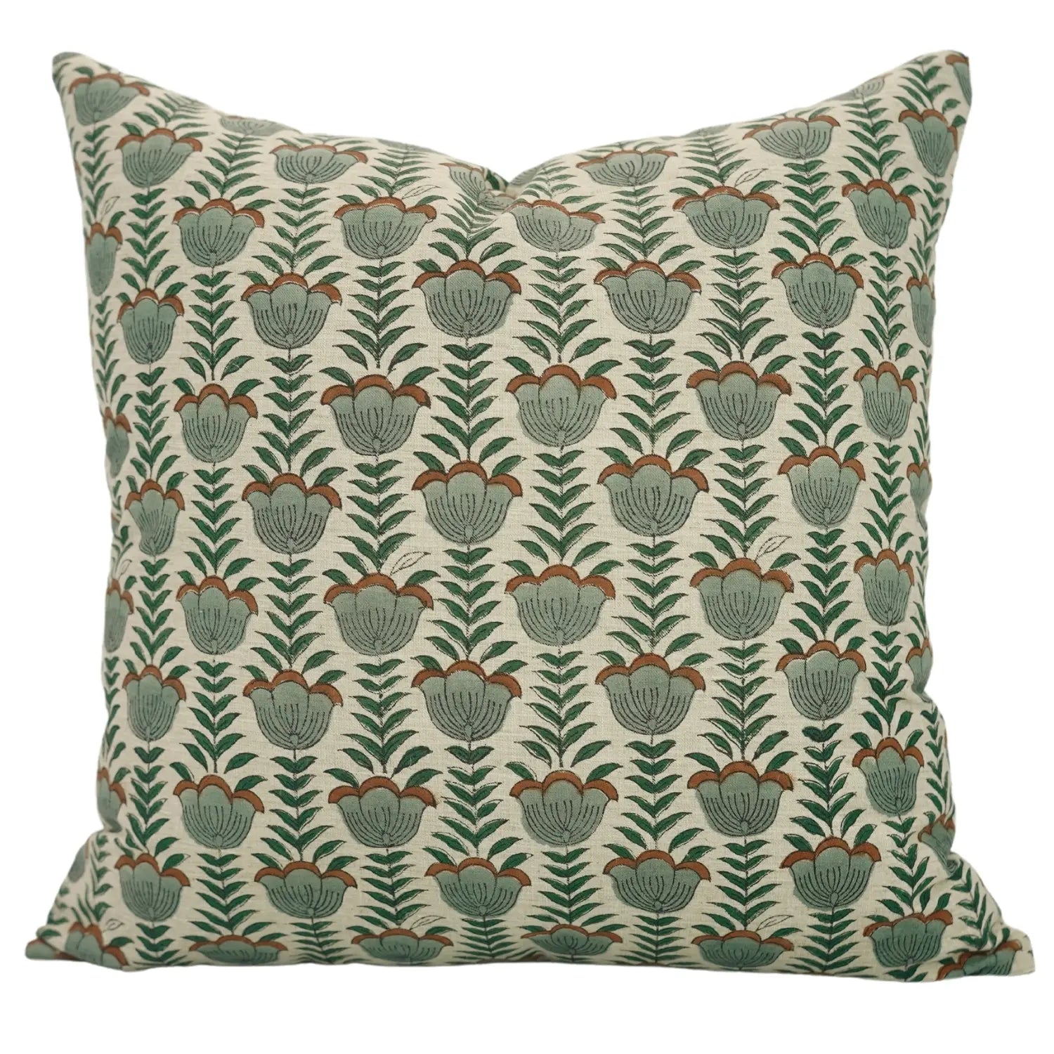 Lotus Decorative Floral Block Printed Pillow Cover