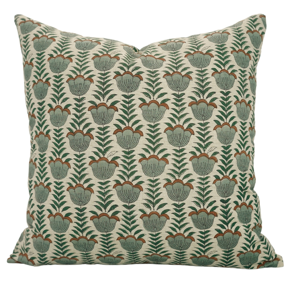 Lotus Motif Hand Block Pillow Cover