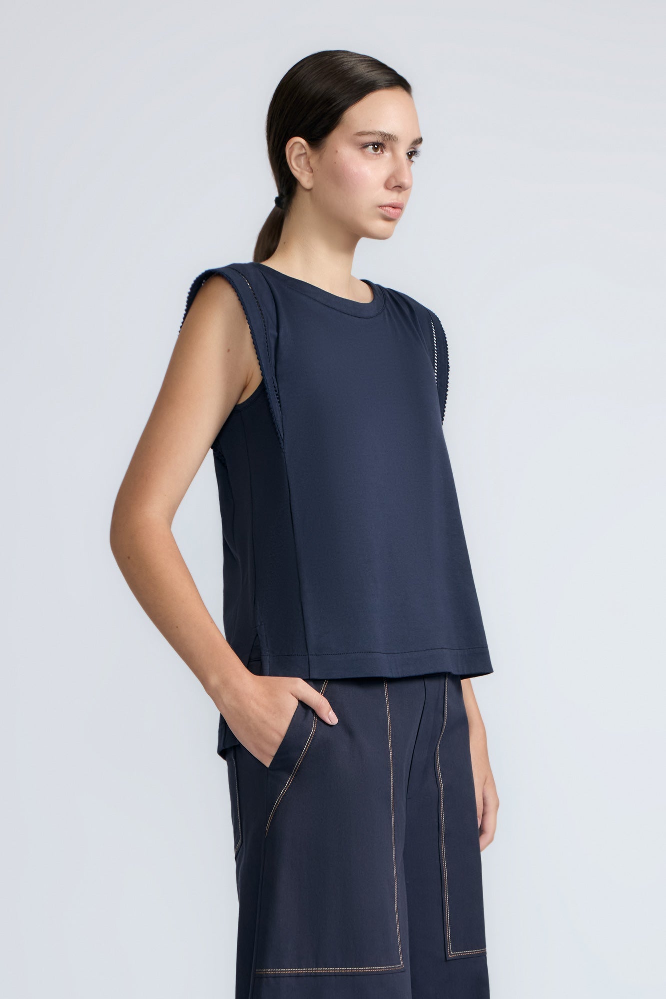 Regina Pima Cotton Knit Top | Navy