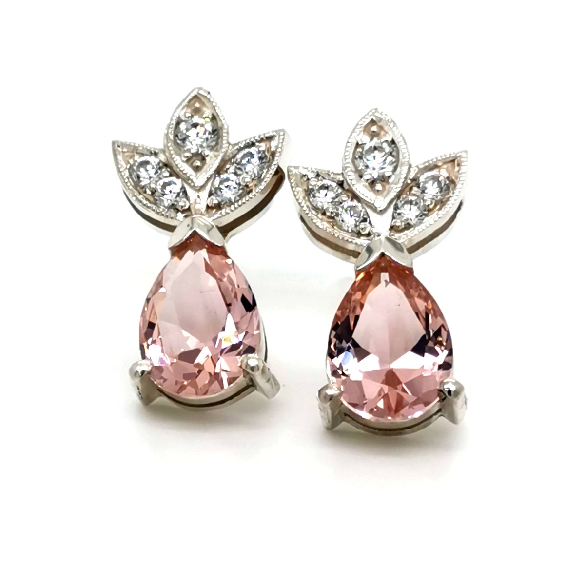 Silver Cotton Candy pear cut earrings
