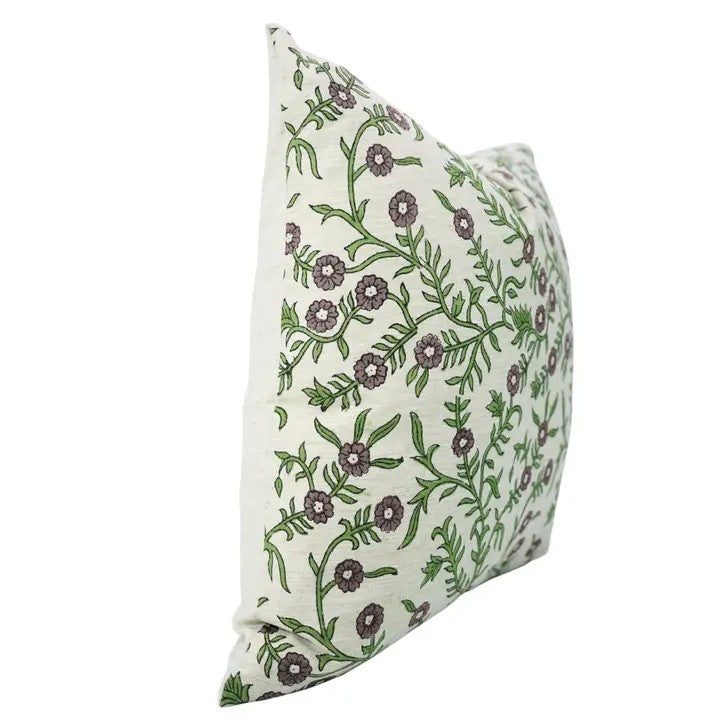 Decorative Block Printed Linen Blend Pillow Cover -  Shehjan