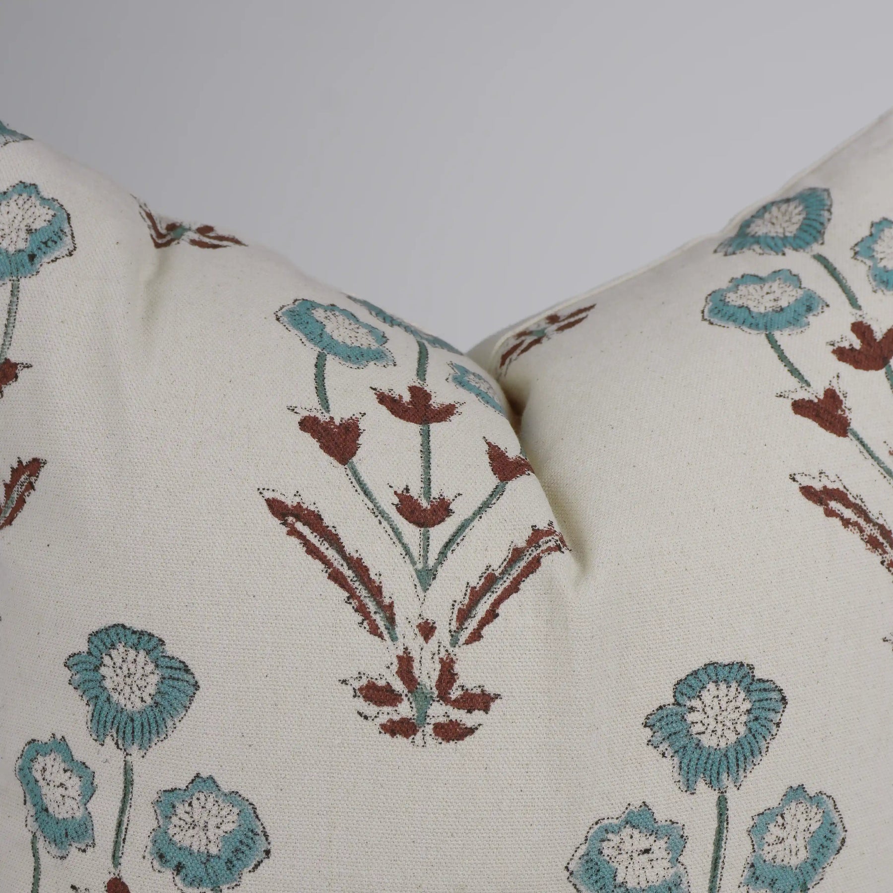 Duck Canvas Hand Block Print Living Cushion Cover - Amitabh