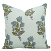 Floral Hand Block Print Boho Thick Cotton White Pillow Cover- Abhishek