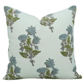 Floral Hand Block Print Boho Thick Cotton White Pillow Cover- Abhishek