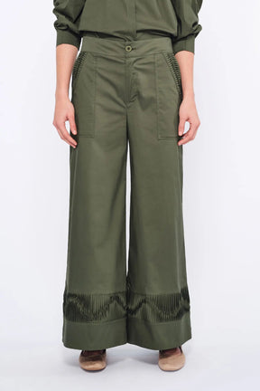 Viena Sculptural Hem Trouser | Olive
