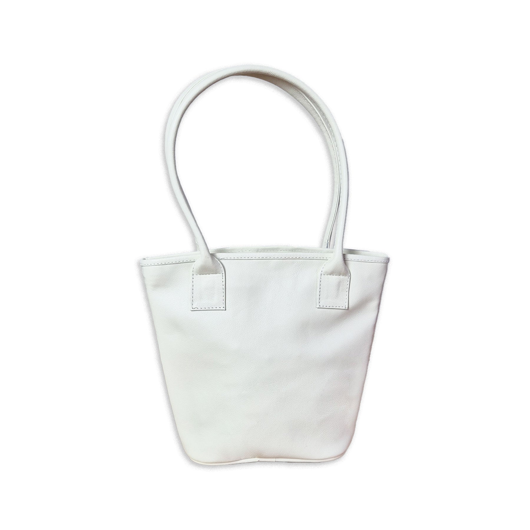 Beige Leather Tetra Tote – Handmade Medium Shoulder Bag with Palm Weave, Classic Leather Purse