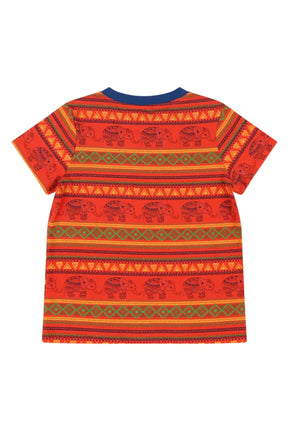 Mixed Up Clothing Kids Suave Elephant Print Short Sleeve T-Shirt - Jacquard Stripe