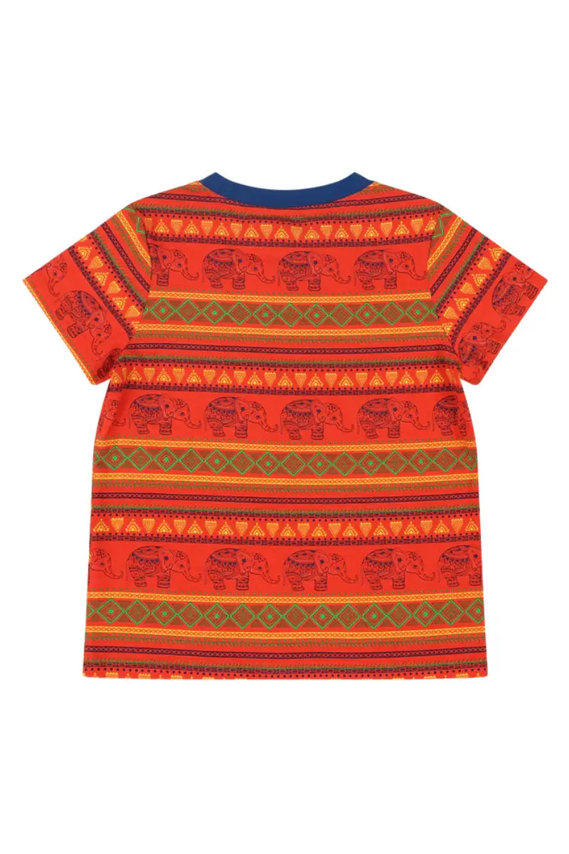 Mixed Up Clothing Kids Suave Elephant Print Short Sleeve T-Shirt - Jacquard Stripe