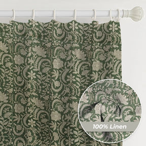 Natural Block Print Thick Linen Window Curtain - Kundanvan