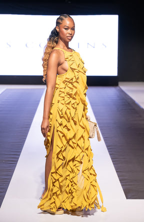 Golden Tide Ruffle Gown - Chuks Collins Sizzle Resort Drop 1