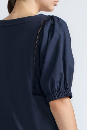 Jamie Textured Cotton Top | Navy
