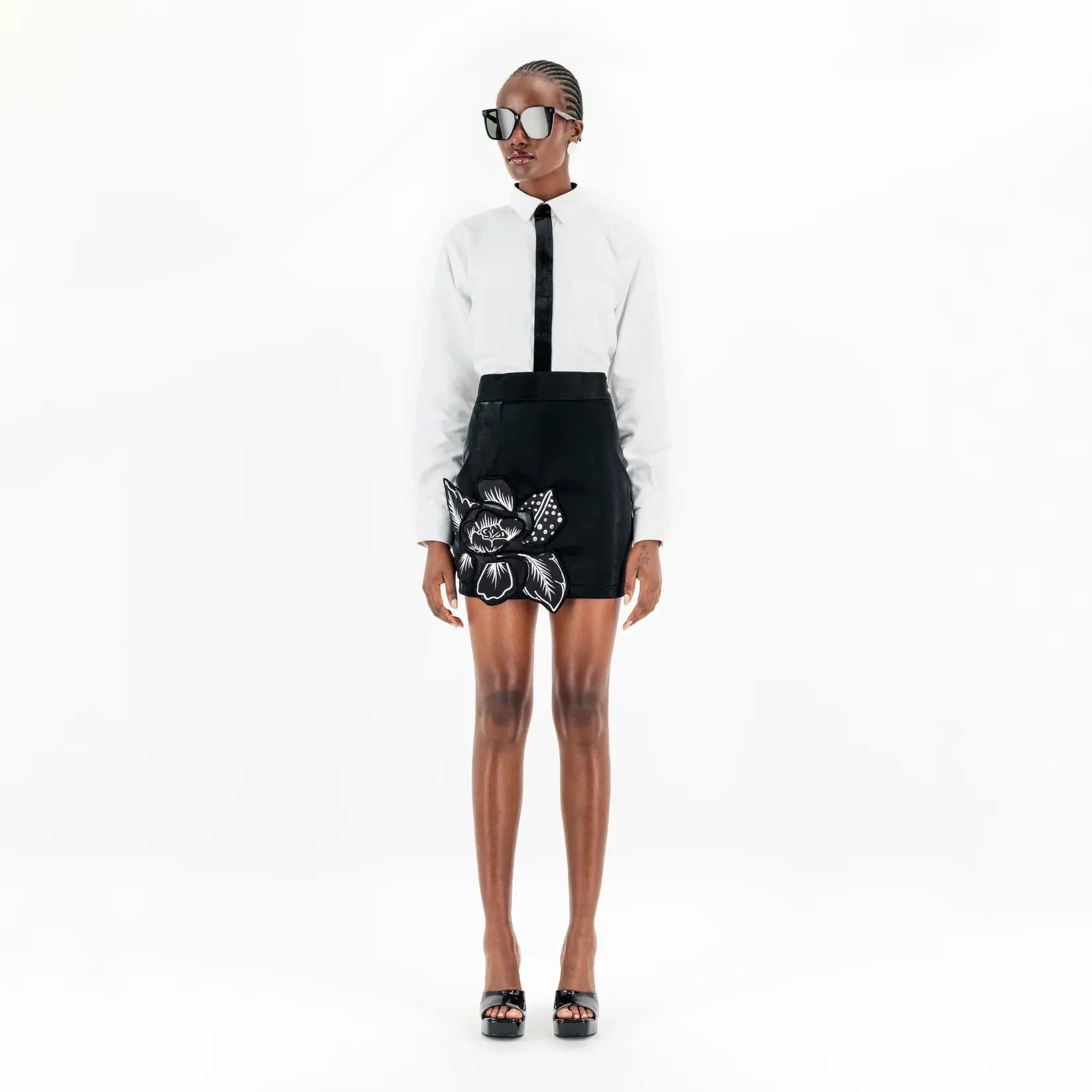 Velvet Patch Long Sleeve Button Up Shirt