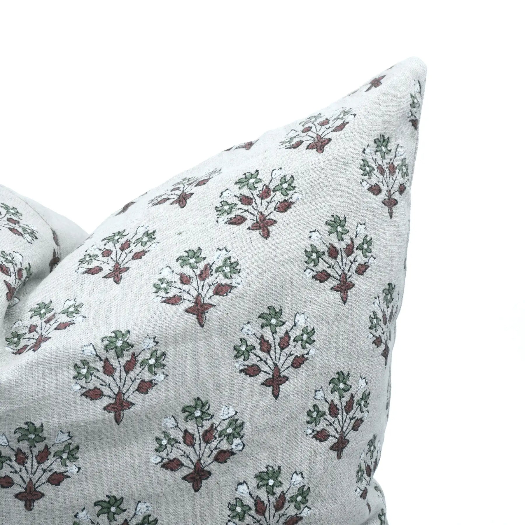 Boho Flower Hand Block Print Pure Linen Pillow Cover - Diwali Flower