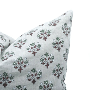 Boho Flower Hand Block Print Pure Linen Pillow Cover - Diwali Flower