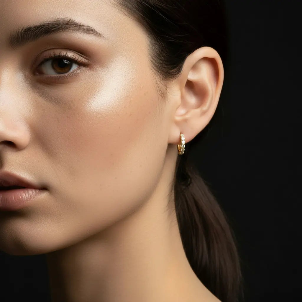 Silver & Gold Moissanite Huggie Hoops