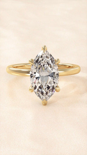 Marquise Diamond Solitaire Hidden Halo Engagement Ring