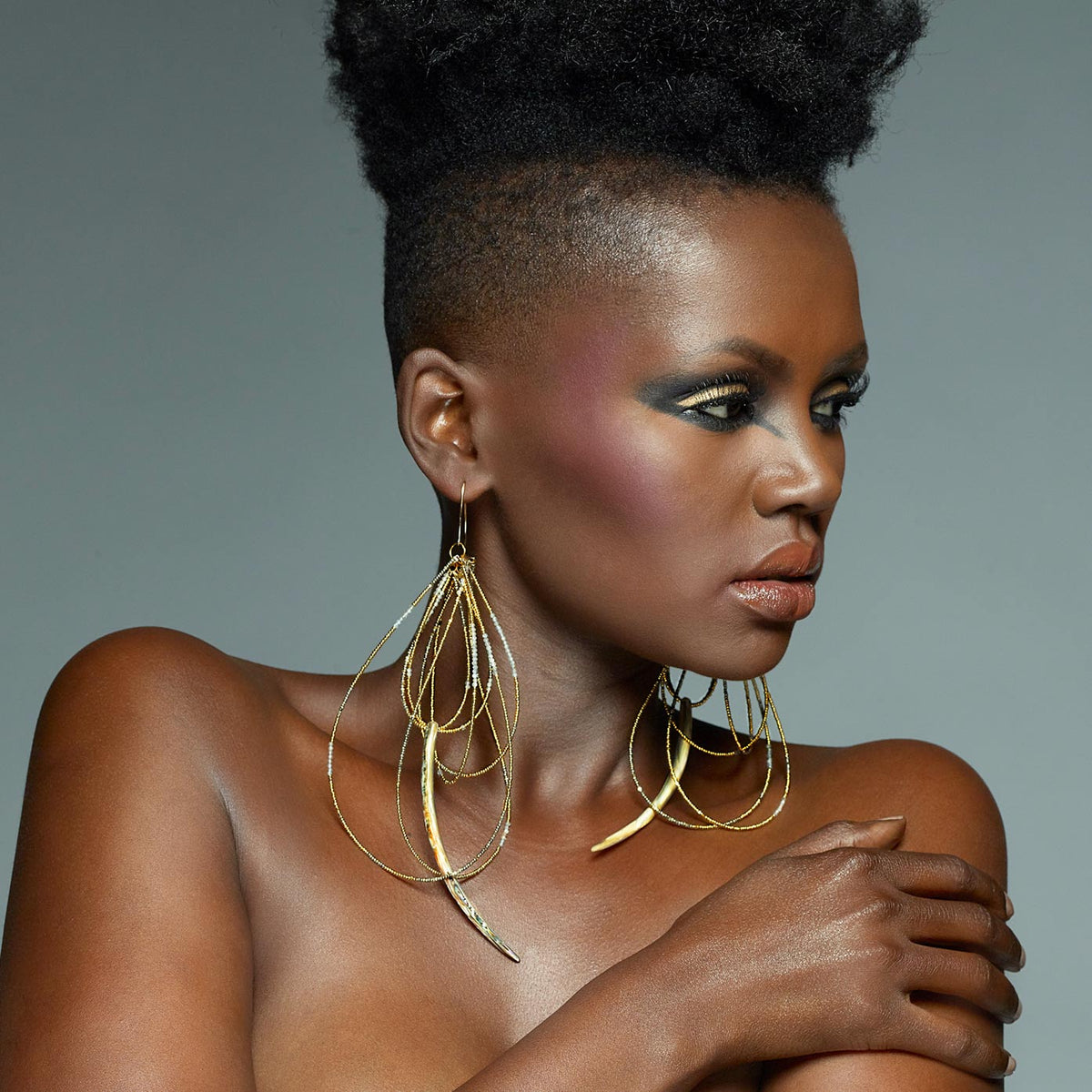 Canens Enchanted Gold Statement Earrings