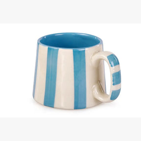 Ceramic Striped  Coffee cup , Pink , Green , Dark Blue , Aqua - 220ml (Set of 2)