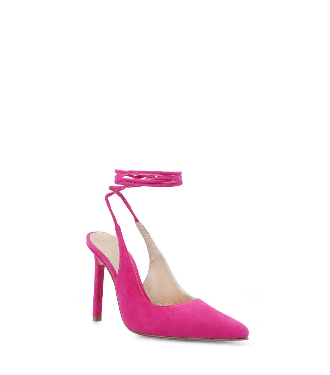 Chic Pink Suede Heels with Ankle Straps Tale