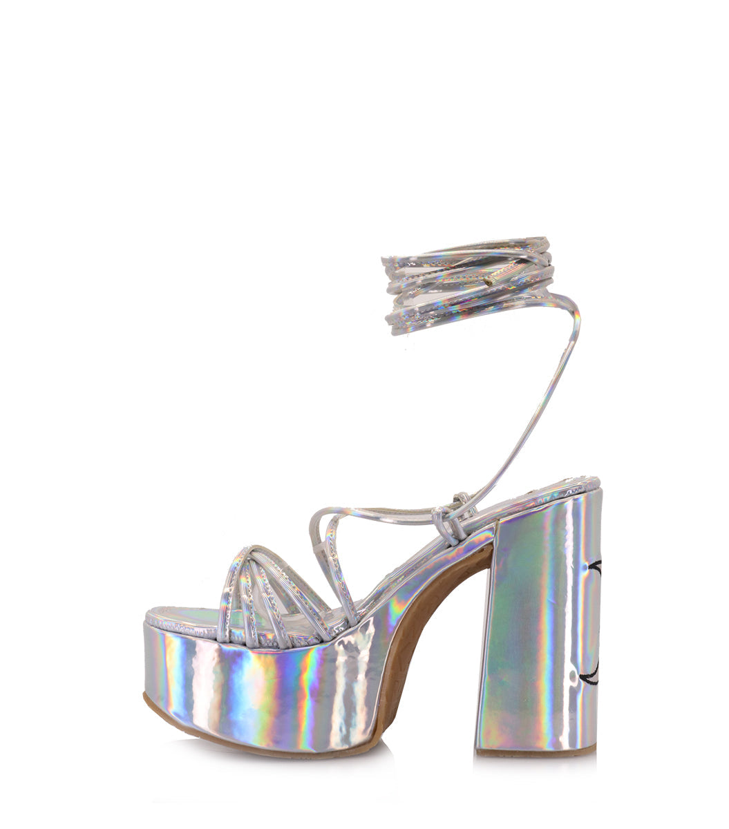 Shimmering Silver Platform Sandals Lottery