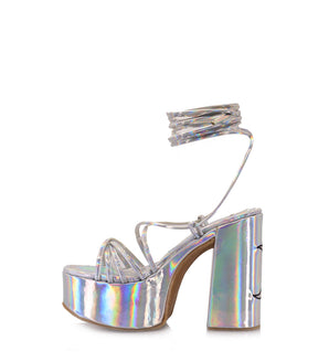 Shimmering Silver Platform Sandals Lottery