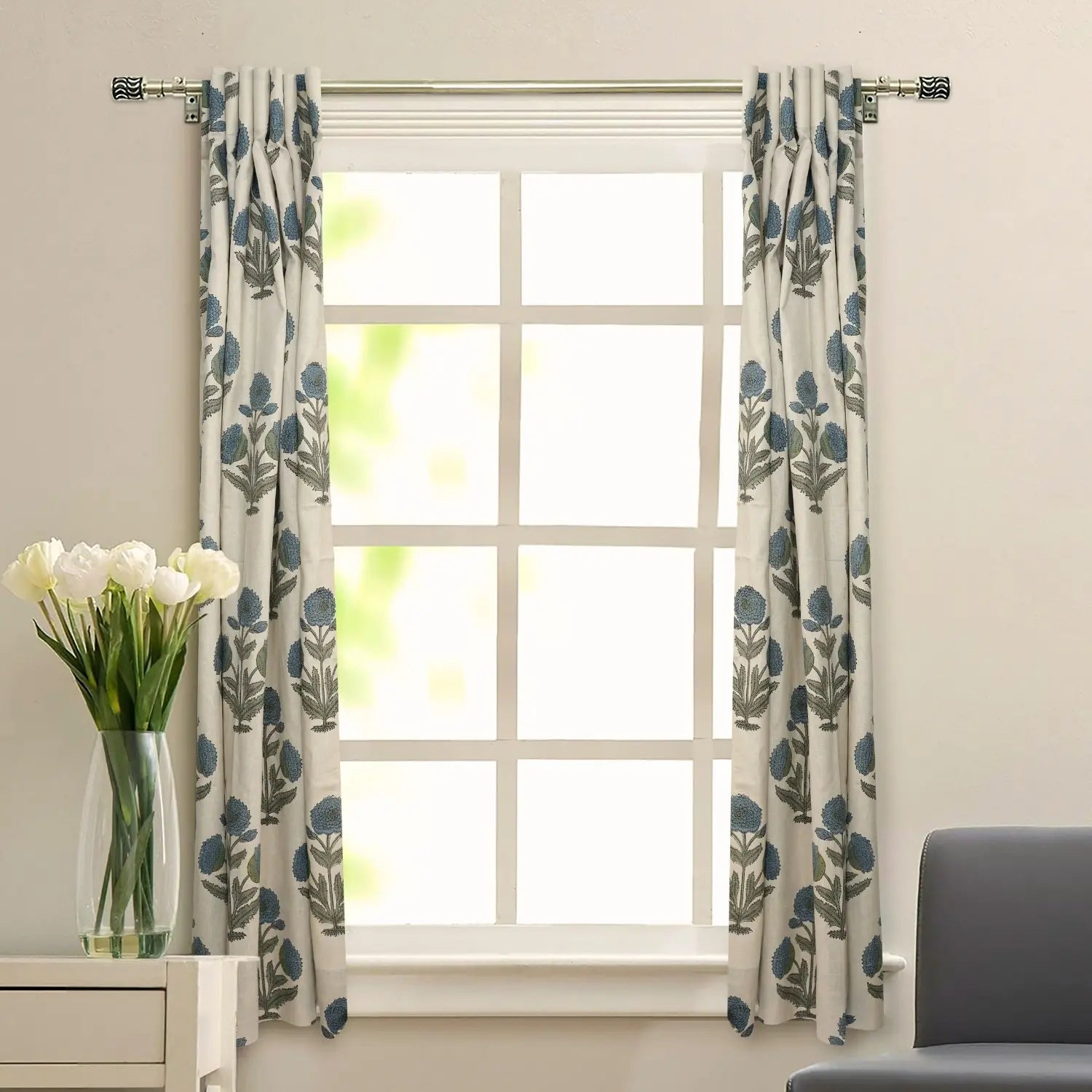 Unique Block Printed Viscose Colored Curtain-  Badshah
