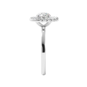 Round Tapered Baguette Halo Diamond Engagement Ring