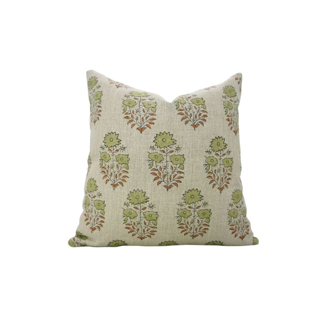 Decorative Block Print Thick Linen Table Pillow Cover- Mayra