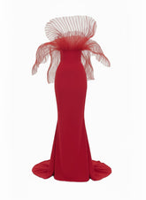 Red Marmaid Structured Gown