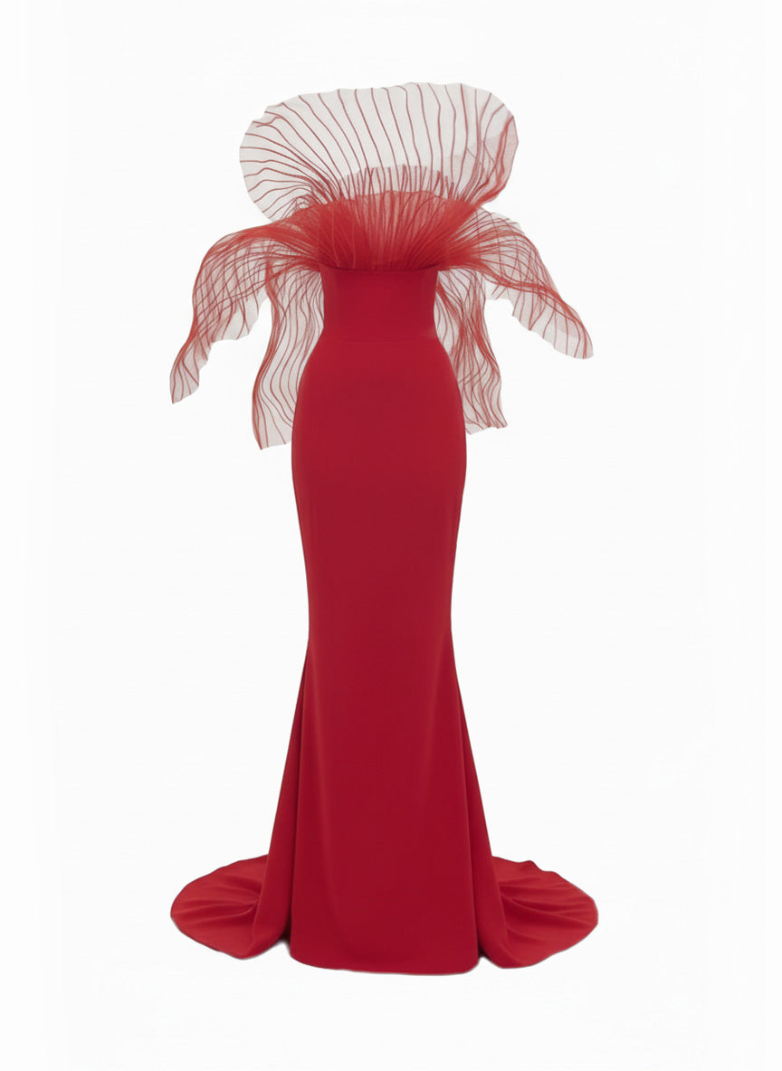 Red Marmaid Structured Gown