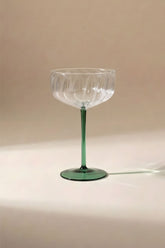 Swirl Cocktail Glass -clear & Green (set Of 2),  4 X 6.5 Inches