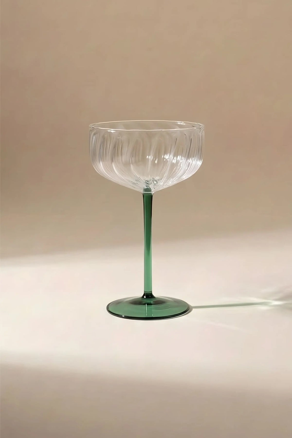 Swirl Cocktail Glass -clear & Green (set Of 2),  4 X 6.5 Inches