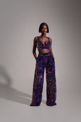 LIZA Sequin Bra Top in TANZANITE