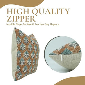 Indian Block Print Thick Linen Pillow Cover - Mayur