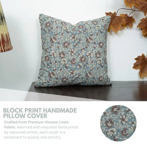 Boho Decor Hand Block Print Viscose Linen Pillow Cover - Saundarya