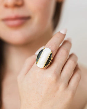 Saraswati Mother of Pearl Boundaries Ring