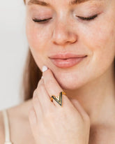 Valor V Bold Onyx 18K Gold Vermeil Ring
