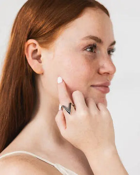 Valor Iconic V Onyx Silver Ring
