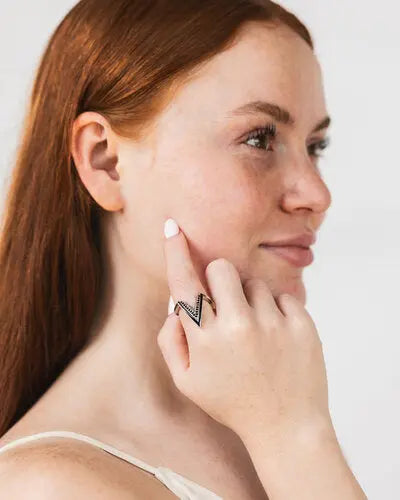 Valor Iconic V Onyx Silver Ring