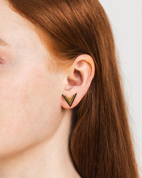 Valor V-Stud 18k Gold Vermeil Onyx Statement Studs