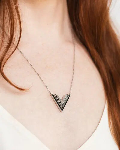 Valor Black Onyx V Necklace, Silver