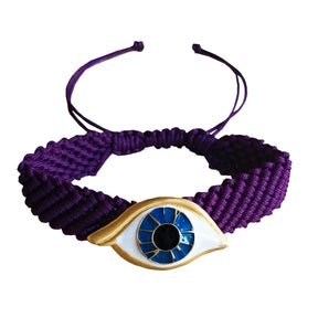 Purple Knitted Evil Eye Bracelet