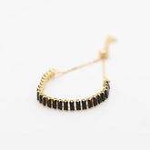 Black Tennis Bracelet, Black Gold Adjustable Bracelet, Slide Tennis Bracelet, Waterproof Gold Bracelet, Black CZ Bracelet, Baguette Bracelet