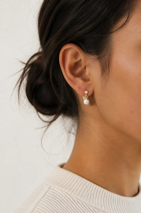 Akoya Pearl & .06 CT Natural Diamond Earrings in 14K Gold