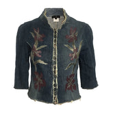 Iris Jacket — Denim with Leather Appliqué