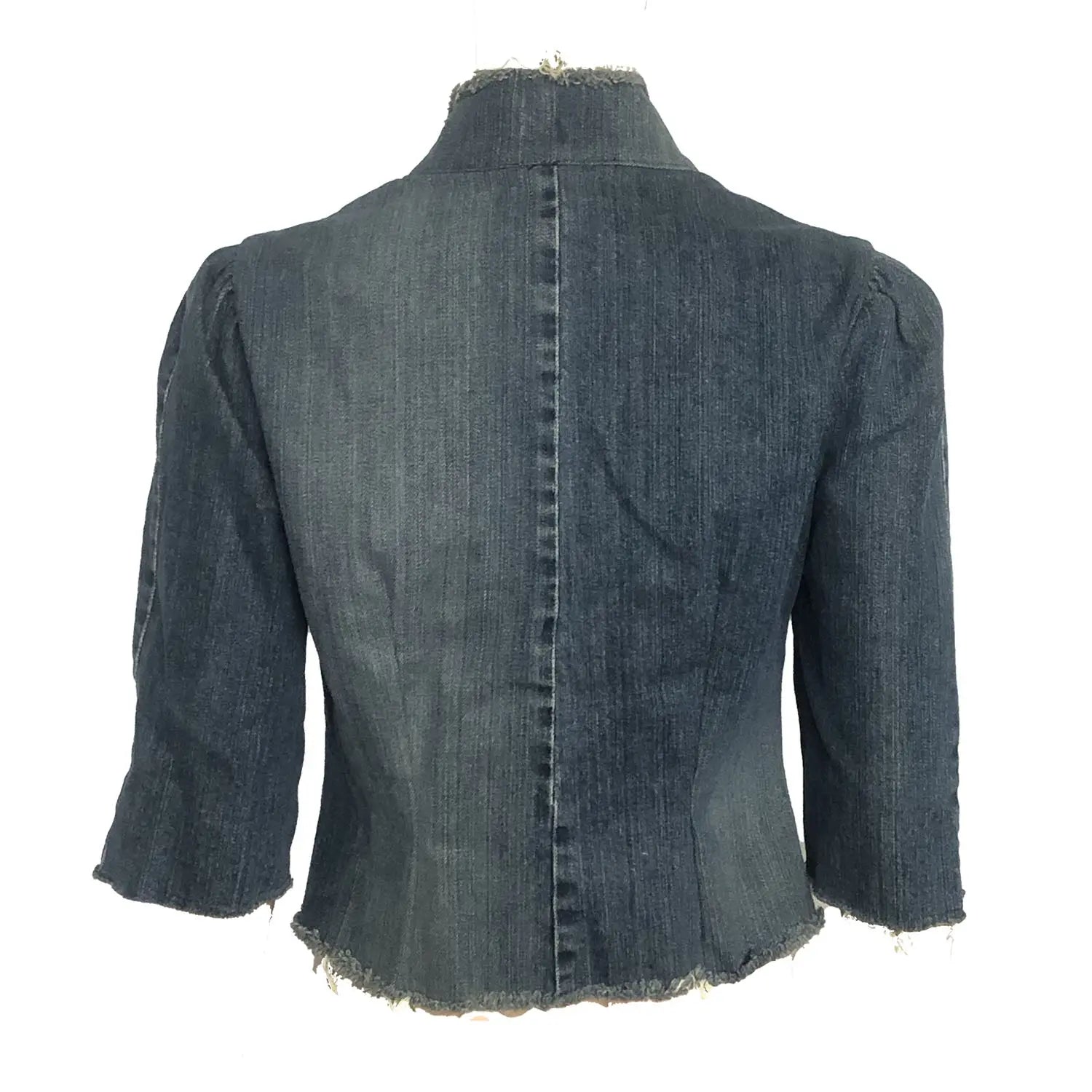 Iris Jacket — Denim with Leather Appliqué