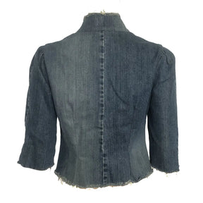 Iris Jacket — Denim with Leather Appliqué