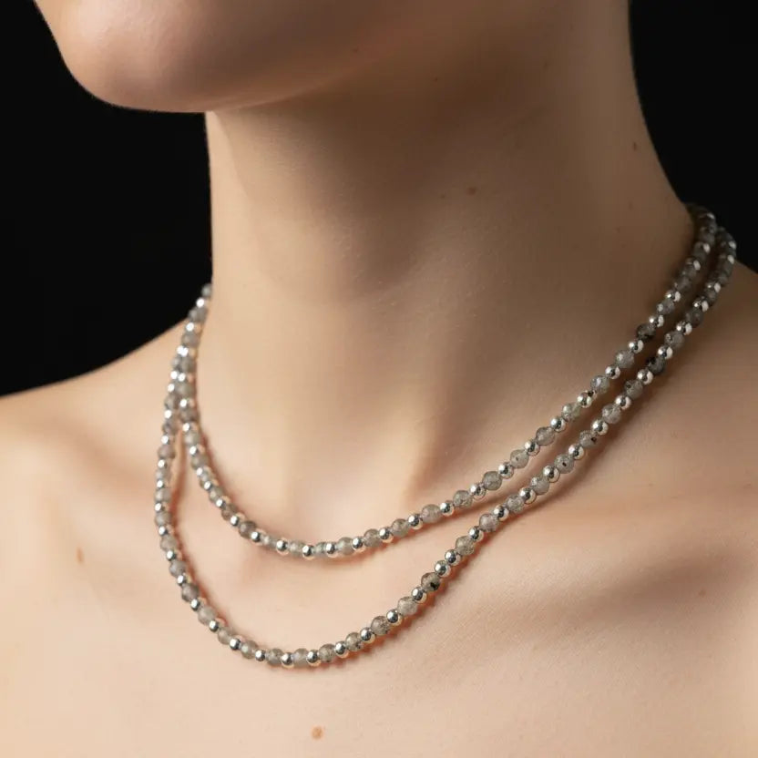 Labradorite & Hematite Wrap Necklace