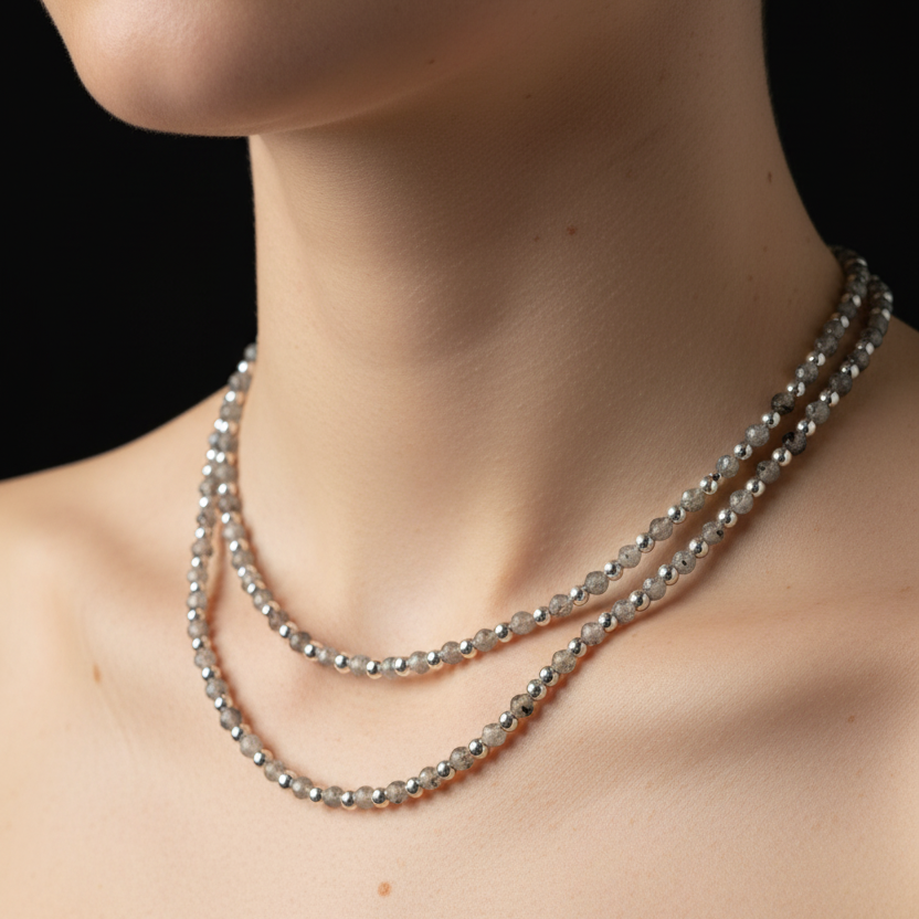 Labradorite & Hematite Wrap Necklace